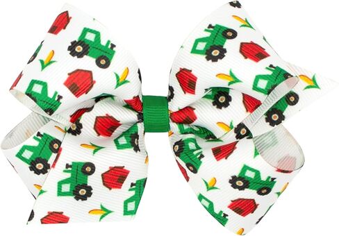 Wee Ones Girls Harvest-themed Turkey Printed Grosgrain Hair Bow, Turkey, Medium in Kuwait