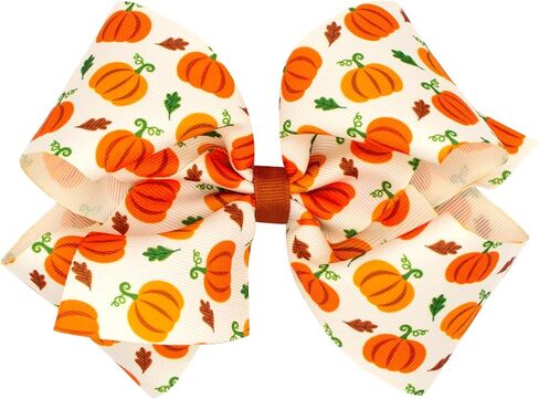 Wee Ones Girls Harvest-themed Turkey Printed Grosgrain Hair Bow, Turkey, Medium in Kuwait