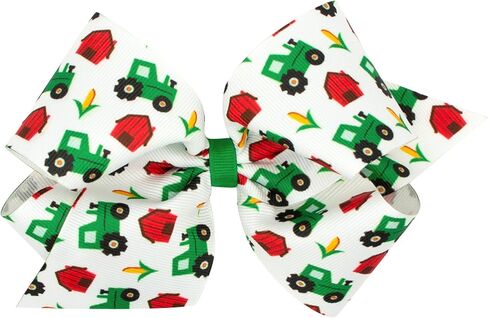 Wee Ones Girls Harvest-themed Turkey Printed Grosgrain Hair Bow, Turkey, Medium in Kuwait