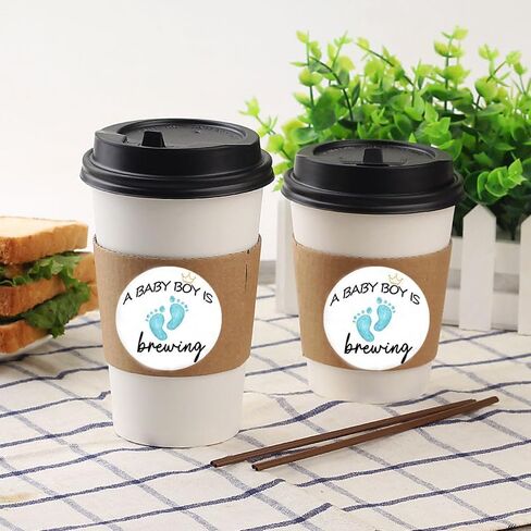 MKISHINE 50 pc Baby Shower Coffee Cups Sleeves, Baby Is Brewing Disposable Coffee Cup Sleeves, Gender Reveal Coffee Cups Sleeves Baby Shower Decorations (currency) in Saudi Arabia