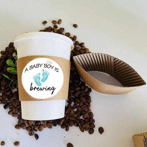 MKISHINE 50 pc Baby Shower Coffee Cups Sleeves, Baby Is Brewing Disposable Coffee Cup Sleeves, Gender Reveal Coffee Cups Sleeves Baby Shower Decorations (currency) in Saudi Arabia