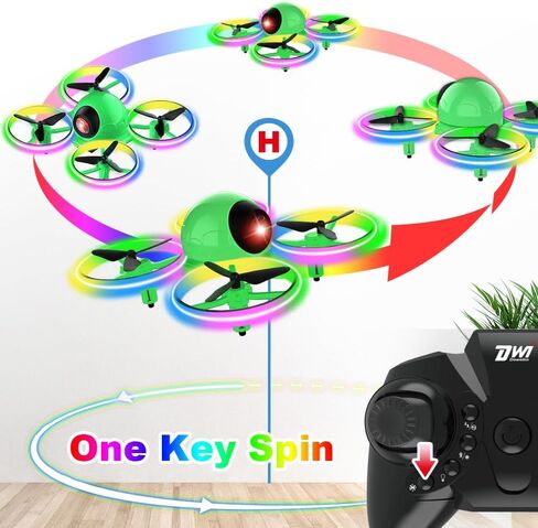 Dwi Dowellin Mini Drone for Kids, 4.9 Inch Small Flying Toys Drones with LED Light One Key Take Off Spin Flips RC Mini Drones Nano Quadcopter Long Flight Time Drones for Beginners and Adults, Blue in Saudi Arabia