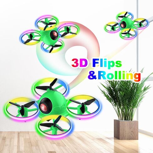 Dwi Dowellin Mini Drone for Kids, 4.9 Inch Small Flying Toys Drones with LED Light One Key Take Off Spin Flips RC Mini Drones Nano Quadcopter Long Flight Time Drones for Beginners and Adults, Blue in Saudi Arabia