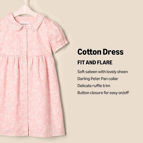 Amazon Essentials x Sofia Grainge Toddler and Baby Girls' Cotton Sateen Dress with Collar in Saudi Arabia