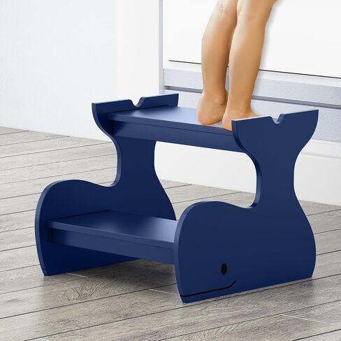 Wood Step Stools for Kids, Child Two Step Stool of Whale Shape, Toddler Step Stool Potty Training Stool, Easy to Move Safety Stepping Stool for Kitchen, Bathroom, Bedroom, Toilet in Saudi Arabia