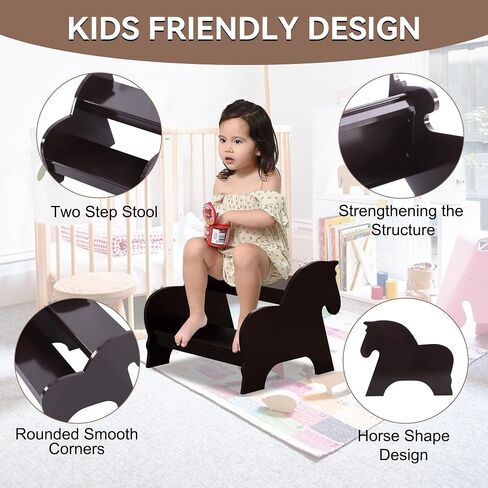 Wood Step Stools for Kids, Child Two Step Stool of Whale Shape, Toddler Step Stool Potty Training Stool, Easy to Move Safety Stepping Stool for Kitchen, Bathroom, Bedroom, Toilet in Saudi Arabia