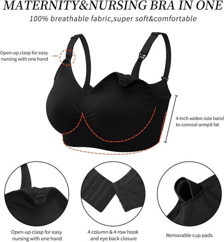 Nursing Bras for Breastfeeding 3 Pack Seamless Maternity Bras Pregnancy Sleep Bralette with Extra Bra Extenders and Clips in Kuwait