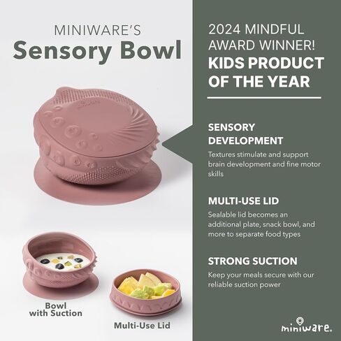Miniware Sensory Baby Bowl - Sage - Silicone Bowls for baby to Combine Mealtime with Sensory Development - 100% Food Grade Silicone Baby Bowls - BPA Free, Non-Toxic Todddler Bowls in Kuwait