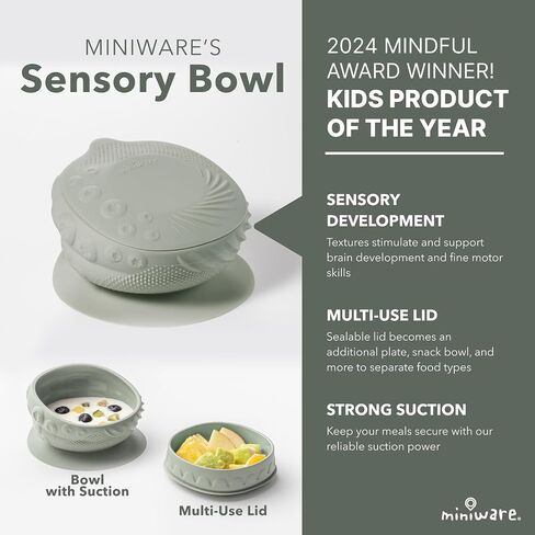 Miniware Sensory Baby Bowl - Sage - Silicone Bowls for baby to Combine Mealtime with Sensory Development - 100% Food Grade Silicone Baby Bowls - BPA Free, Non-Toxic Todddler Bowls in Kuwait