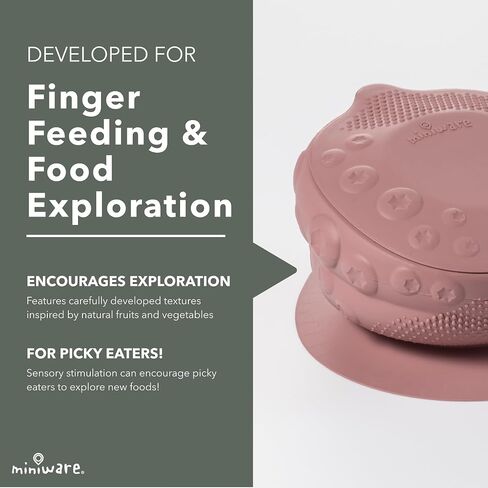 Miniware Sensory Baby Bowl - Sage - Silicone Bowls for baby to Combine Mealtime with Sensory Development - 100% Food Grade Silicone Baby Bowls - BPA Free, Non-Toxic Todddler Bowls in Kuwait