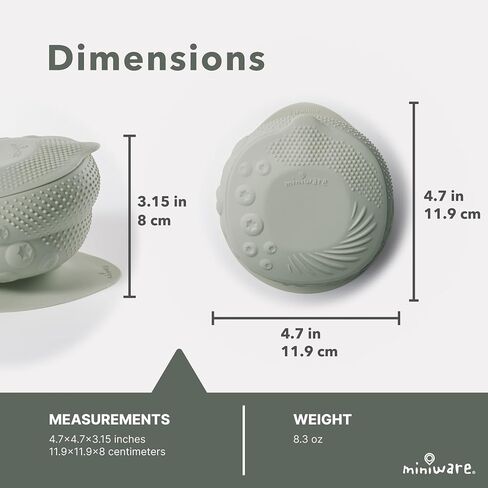 Miniware Sensory Baby Bowl - Sage - Silicone Bowls for baby to Combine Mealtime with Sensory Development - 100% Food Grade Silicone Baby Bowls - BPA Free, Non-Toxic Todddler Bowls in Kuwait