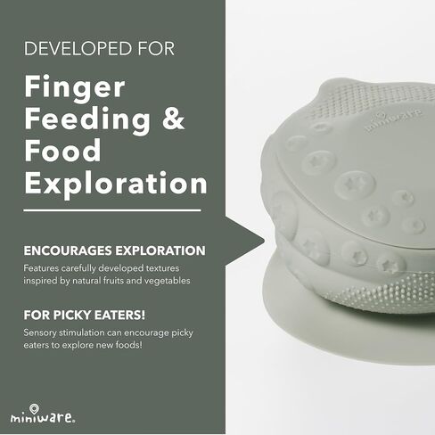 Miniware Sensory Baby Bowl - Sage - Silicone Bowls for baby to Combine Mealtime with Sensory Development - 100% Food Grade Silicone Baby Bowls - BPA Free, Non-Toxic Todddler Bowls in Kuwait