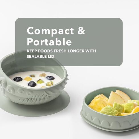 Miniware Sensory Baby Bowl - Sage - Silicone Bowls for baby to Combine Mealtime with Sensory Development - 100% Food Grade Silicone Baby Bowls - BPA Free, Non-Toxic Todddler Bowls in Kuwait