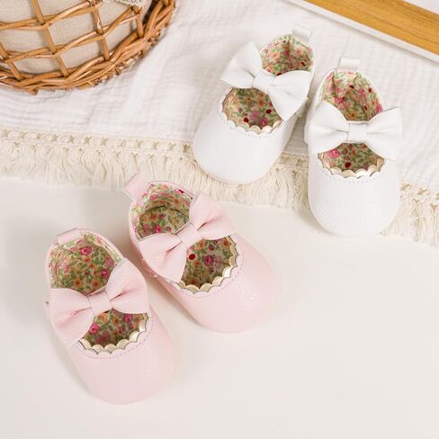 Meckior الوليد الطفل بنات فستان أحذية الرضع Bowknot لينة وحيد ماري جين الأخفاف المعمودية التعميد سرير أحذية الزفاف الأميرة الشقق in Kuwait