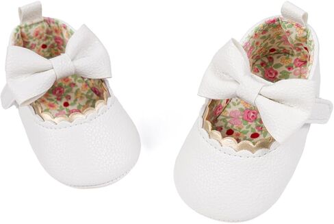 Meckior الوليد الطفل بنات فستان أحذية الرضع Bowknot لينة وحيد ماري جين الأخفاف المعمودية التعميد سرير أحذية الزفاف الأميرة الشقق in Kuwait