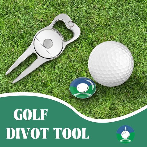 Golf Divot Repair Tool with Funny Magnetic Ball Marker & Bottle Opener,5-in-1,Hold in The Club,Black in Saudi Arabia
