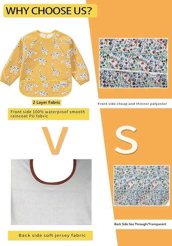 2 Pack Baby Bibs for Boy,Baby Bibs for Eating,Mess Proof Baby Bib,Full Sleeve Bib,Waterproof Bib for Toddlers in Saudi Arabia