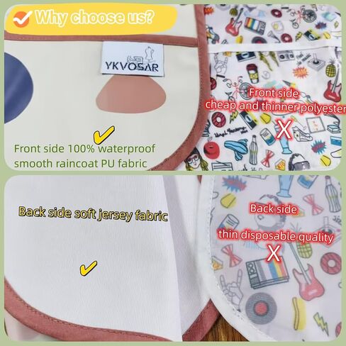 2 Pack Baby Bibs for Boy,Baby Bibs for Eating,Mess Proof Baby Bib,Full Sleeve Bib,Waterproof Bib for Toddlers in Saudi Arabia