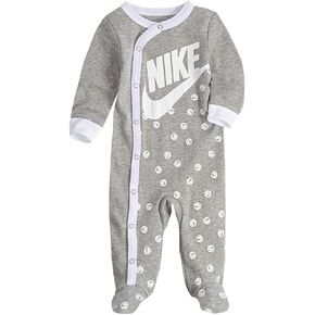 NIKE Infant/Toddler Printed Footed Coverall (Dark Grey Heather(56D679-042)/White, 9 Months)