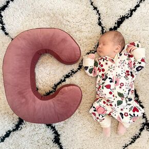 Velvet Letter Shaped Pillow Soft Initial Throw Cushion Decorative Alphabet Room Decor(Dusty Rose, Letter C)