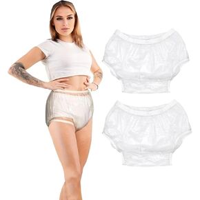 Cloth Diaper Covers for Adult,Adult Leakproof Underwear for Incontinence,Washable Reusable Plastic Diaper Cover, 2Pcs Clear Low Noise Plastic Pants (5X-Large (2 Pcs))