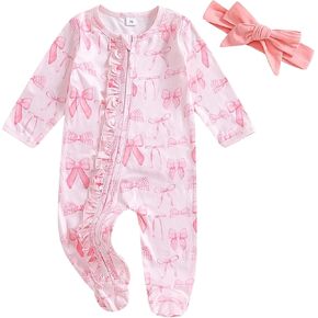 Afunbaby Coming Home Outfit Girl Ruffle Romper Zipper Onesie Jumpsuit Daisy Preemie Hospital Clothes