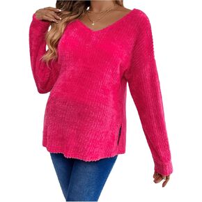MakeMeChic Women's Maternity Tops V Neck Long Sleeve Split Thermal Pregnancy Tee Shirt