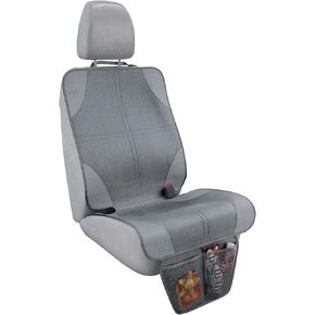Car Seat Protector For Child Car Seat, Car Seat Protection For Baby Carseat, Non-Slip Seat Protector Under Baby Car Seat, Thick Padding Seat Cover For Car Seat With 2 Mesh Storage Pockets, 1 Pack Grey