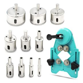 11Pcs Tile Hole Saw Set,Diamond Drill Bit Hole Saw with Hole Saw Guide Jig Fixture, Suitable for Ceramic, Glass, Tile, Porcelain, Marble(8mm-50mm)