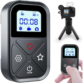 Smart Wireless Remote Control for GoPro - Camera Controller for GoPro Hero 12 Hero 11 Hero 10 Hero 9 Hero 8 GoPro Max LCD Display Magnet Charger Port Wrist Strap for Go Pro Camera Accessories Black