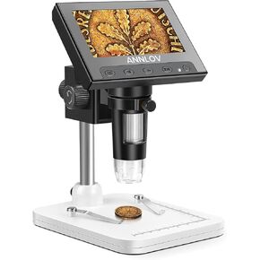 4.3 Inch Coin Microscope,ANNLOV 50X-1000X Magnification LCD Digital Microscope with 8 Adjustable LED Lights for Kids and Adults for Coin/Stamps/Plants/Soldering