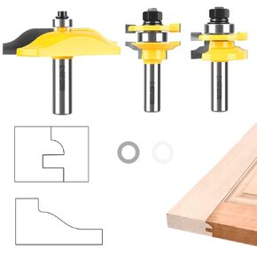 KOWOOD Ogee 3 Bit Raised Panel Cabinet Door Router Bit Set 1/2-Inch Shank