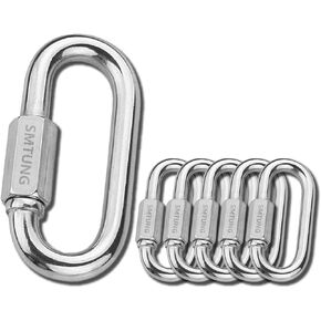 SMTUNG 304 Stainless Steel Quick Links Multifunctional Locking Carabiner for Camping, Hiking, Outdoor and Gym etc.