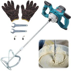 Cement Mixer, 2100W Handheld Electric Concrete Mixer, Portable Mortar Mixer with 6 Adjustable Speed, Portable 110V Mud Mixer for Mixing Concrete, Motar, Paint, Mud, Grout, Plaster, Thinset, Mince