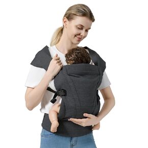 Baby Carrier Newborn to Toddler Baby Wrap Carriers(7-30lbs)，Hands Free Baby Sling Carrier with Enhanced Lumbar Support，Ergonomic Design Infant Holder Carrier, Dark Grey