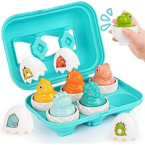 CPSYUB Matching Eggs Toys Color & Shape Recognition Sorter Puzzle, Montessori Toys for Baby Easter Travel Bingo Game, Sensory Early Learning Fine Motor Skills for Year Old Kids