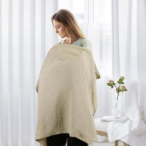 غطاء رضاعة PandaEar للرضاعة الطبيعية، معطف رضاعة من الموسلين جيد التهوية، حشوة للرقبة مع طوق صلب للأم، غطاء مقعد سيارة للرضاعة متعدد الاستخدامات in Kuwait