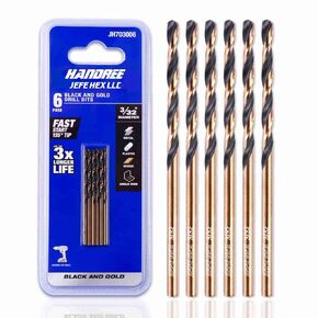 3/32 Inch HSS Jobber Length Twist Drill Bits, 135 Degree Split Point, Ideal for Drilling on Steel, Copper, Wood, Plastics, Aluminum, Zinc Alloy. Drill bits for Industry, MRO and DIY Use. (Pack of 12)