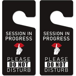 Do Not Disturb Hanger Sign - 2 PCS Session In Progress Plastic Double Sided Door Sign PVC Door Knob Sign for Office Therapists Office Meeting Yoga Home Hotel