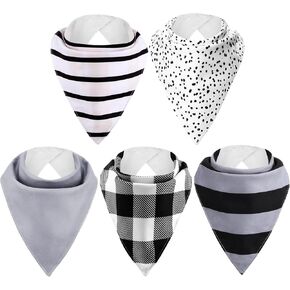 Janmercy 5 Pack Adult Drool Bandana Bibs Soft Adjustable Absorbent Christmas Drool Bibs for Christmas Special Needs Unisex Men Women