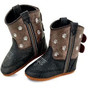 Old West Unisex-Baby Poppets Leather Boots with Velcro Closure