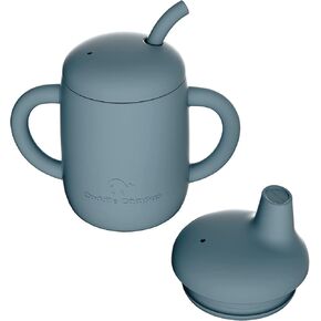 Cuddle Campus 100% Silicone Baby Training Cup, Shatterproof Toddler Sippy Cups with Straw, Open Cup for Baby, 6+ Months 4 Oz