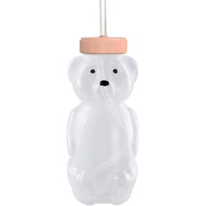 Honey Bear Straw Cups for Babies 1 pack, 8oz straw bear cup with improved safety lid design, honeybear baby cup straw, Leak-Proof & Food-Grade & BPA Free (AQUA)