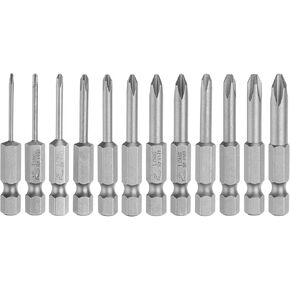 HARFINGTON 10pcs Phillips Screwdriver Bit Set PH00(1.6) PH0(2.0) PH1(2.5/3.0/3.5/4.0/4.5/5.0) PH2(4.0/4.5/5.0/6.0) S2 Steel 1/4" Hex Shank 2" Length Magnetic Cross Head Power Drill Bits