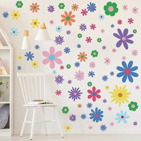 Kisston 90 Pcs Daisy Wall Decal Alphabet Vinyl Wall Decals Boho Wall Decal Daisy Stickers Boho Groovy Floral Stickers for Nursery Wall Art Bedroom Classroom(Classic)