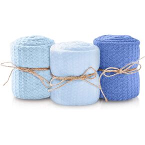 First Landings Newborn Photography Wraps, 3-pack - 16" x 64" Soft Knit Baby Wrap Receiving Blankets - Newborn Photography Props Baby Blankets - Gender Neutral Baby Essentials (Neutral)