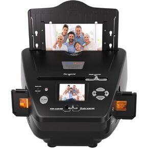 Photo and Slide Scanner with 2.4" LCD Screen, Convert Negatives & Slides 35mm/135 Film, Photo(3R,4R,5R), Business Card to 22MP JPEG Digital Photos, 4GB SD Card Included