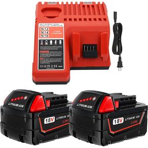 2 Pack 5.0Ah 18V Lithium Replacement Batteries Replacement for Milwaukee M18 Battery, Perfectly Compatible with Milwaukee 18-Volt Original Charger