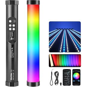 Mettlelite TLX1 RGB Tube Light LED Full Color Portable Video Light with APP Control 2800K-8000K CRI96 TLCI97 360° RGB CCT HSI Mode 10 Customizable Light Effects Rechargeable Battery Magnet Design