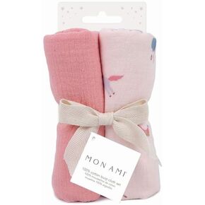 MON AMI ‘French Swan’ Muslin Burp Cloths for Baby – 20x10", 2Pc, 100% Cotton Burping Cloths for Babies, Extra Absorbent, Ultra-Soft, Baby Essentials, Ideal Gift for Christmas for Babies